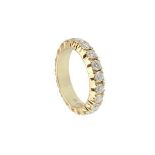 Anel Aliança Cravejada Inteira 3mm Ouro 18k