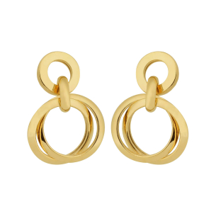 Brinco Elos Redondo Duplo Ouro 18k