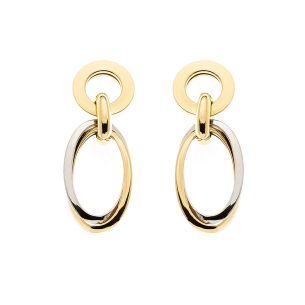 Brinco Mix de Elos Pendurados Bicolor Ouro 18k