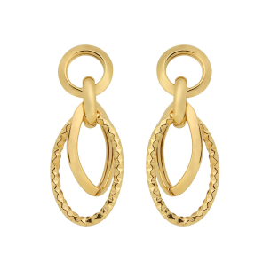 Brinco Elos Liso e Diamatado em Ouro 18k