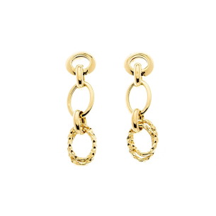 Brinco com Argolas Diamantadas e Lisas Ouro 18k