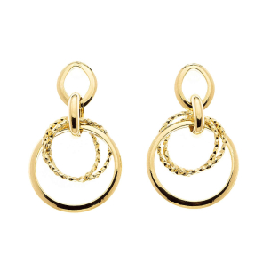 Brinco Elos Entrelaçados Redondo e Oval Ouro 18k