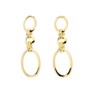 Brinco com Argolas Estilizadas e Diamantadas Ouro 18k