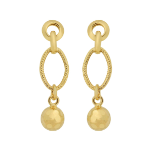 Brinco Elos com Bolinha em Ouro 18k