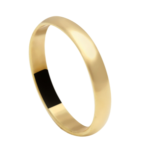 Aliança Abaulada Fina Lisa 3.3mm Ouro 18k
