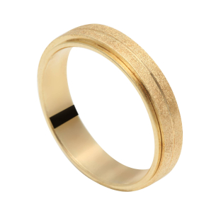 Aliança Reta com Detalhes Fosco Ouro 18k