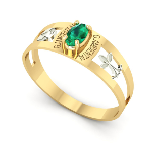 Anel Formatura Gestão Ambiental Oval 3mm x 5mm Ouro 18k