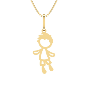 Pingente Menino Vazado com Topete Ouro 18k