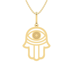 Pingente Mão de Fátima com Detalhe Fosco Ouro 18k