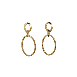 Brinco Navete com Diamantado Ouro 18k