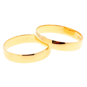 Par Aliança Abaulada Lisa 3.75mm Ouro 18k