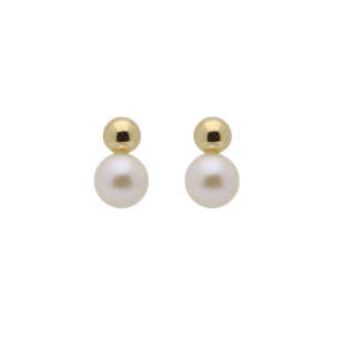Brinco Bolinha com Pérola Ouro 18k