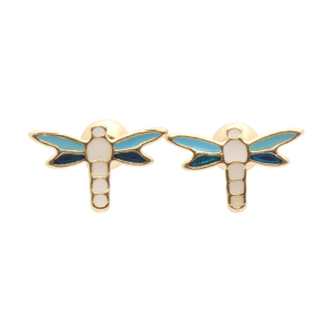 Brinco Baby de Libélula com Resina Ouro 18k