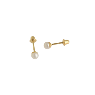 Brinco Baby Pérola 3mm Ouro 18k