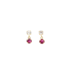Brinco Baby Zircônia 3mm Pendurada Ouro 18k