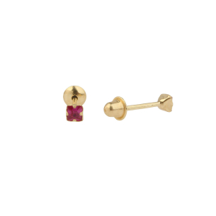 Brinco Baby Quadradinho Pink Ouro 18k
