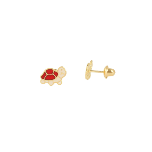 Brinco Baby Tartaruga com Resina Ouro 18k