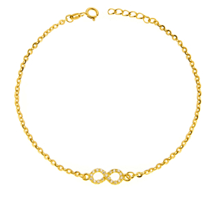Pulseira Infinito com Zircônias Ouro 18k