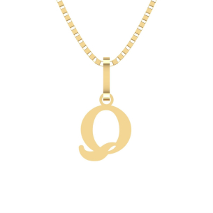 Pingente Letra Q Pequena Ouro 18k