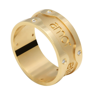 Aliança Amor Eterno com Pedras Ouro 18k