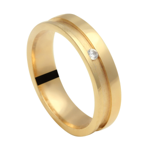Aliança Comfort Fosca e Lisa 1 Pedra Ouro 18k