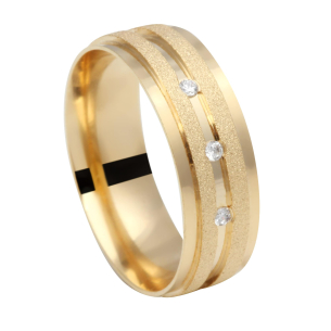 Aliança Comfort com Pedras e Detalhes Diamantados Ouro 18k