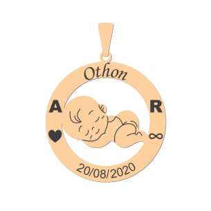 Pingente Menino Nascimento Frase Personalizada Ouro 18k