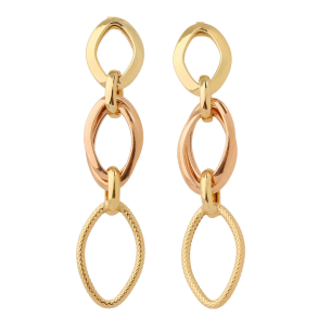 Brinco Argolas Diamantadas Bicolor Ouro 18k