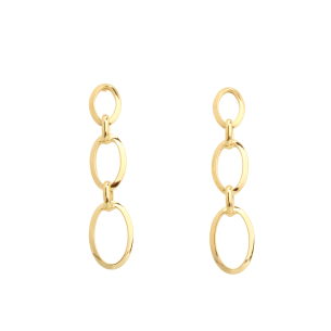 Brinco Três Elos Grandes Ouro 18k