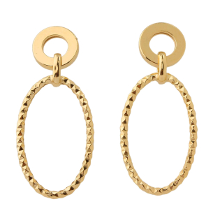 Brinco Argolas Oval Diamantada e Redonda Ouro 18k