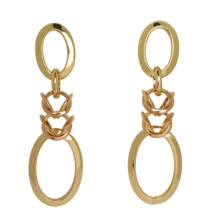 Brinco Bicolor Elos Trabalhados Ouro 18k