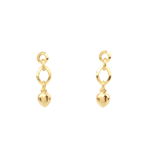 Brinco Elos com Coração Liso Ouro 18k