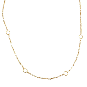 Corrente Portuguesa com Argolas Diamantadas 60cm Ouro 18k