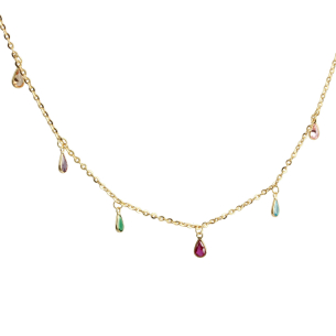 Choker Gotas Coloridas Ouro 18k