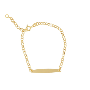 Pulseira Infantil Plaquinha Malha Portuguesa Ouro 18k