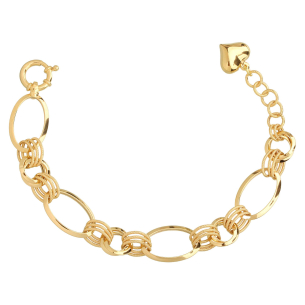 Pulseira Elos Lisos e Triplo Fosco Ouro 18k