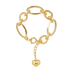 Pulseira Argolas Oval Lisa e Diamantada Ouro 18k