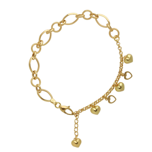 Pulseira Metade Elos Metade Portuguesa com Pingentes Ouro 18k