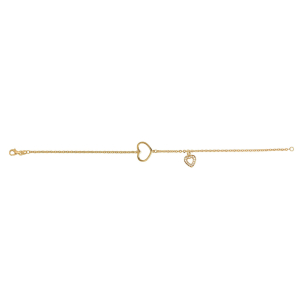 Pulseira Bailarina Coração Vazado e Cravejado Ouro 18k