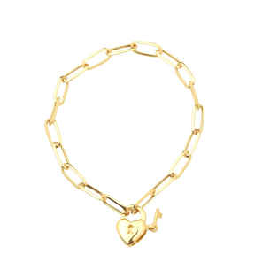 Pulseira Cartier com Fecho Coração Cadeado Ouro 18k