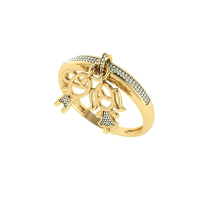 Anel Casal Falsa Pedra com Pingente Ouro 18k