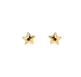 Brinco Estrela Dupla Liso Ouro 18k