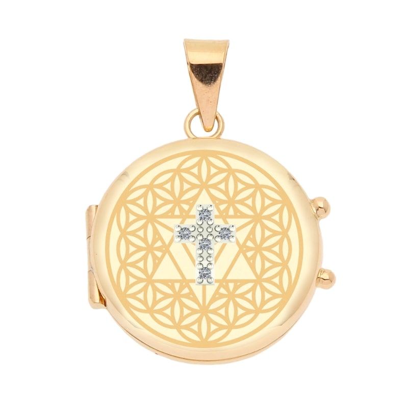 Pingente Relicário Redondo Personalizado Ouro 18k